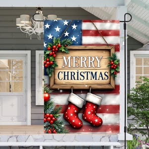 Christmas Garden Flag PNG Digital Download, Patriotic Christmas Garden Flag, American Christmas Garden Flag Instant Download Sublimation