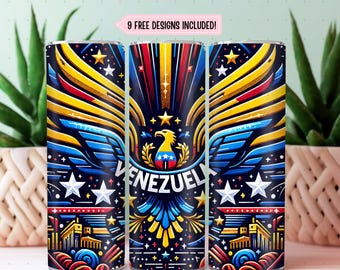 Venezuela Tumbler Wrap Sublimation Design PNG, Skinny Tumbler Wrap, Venezuela Template, Venezuela PNG, Digital Download Only, Venezuela flag