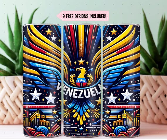 Venezuela Tumbler Wrap Sublimation Design PNG, Skinny Tumbler Wrap, Venezuela Template, Venezuela PNG, Digital Download Only, Venezuela flag