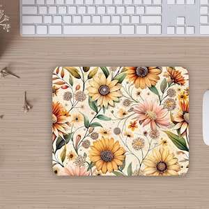 Flower Mouse Pad PNG Sublimation Design, Floral Mousepad png, Cute Mousepad Sublimation, DIGITAL ONLY, Daisies & Sunflower png