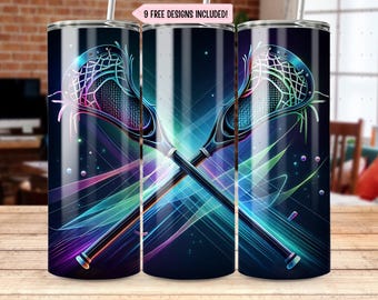 Lacrosse Stick Tumbler Wrap PNG Sublimation, Lacrosse Sports 20oz Skinny Seamless Straight Tumbler Waterslide Design, Digital Download