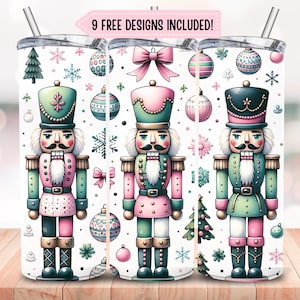 Casse-noisette 20 oz Skinny design sublimation w / bonus, emballage de verre casse-noisette de Noël, emballage de verre de Noël, téléchargement numérique PNG