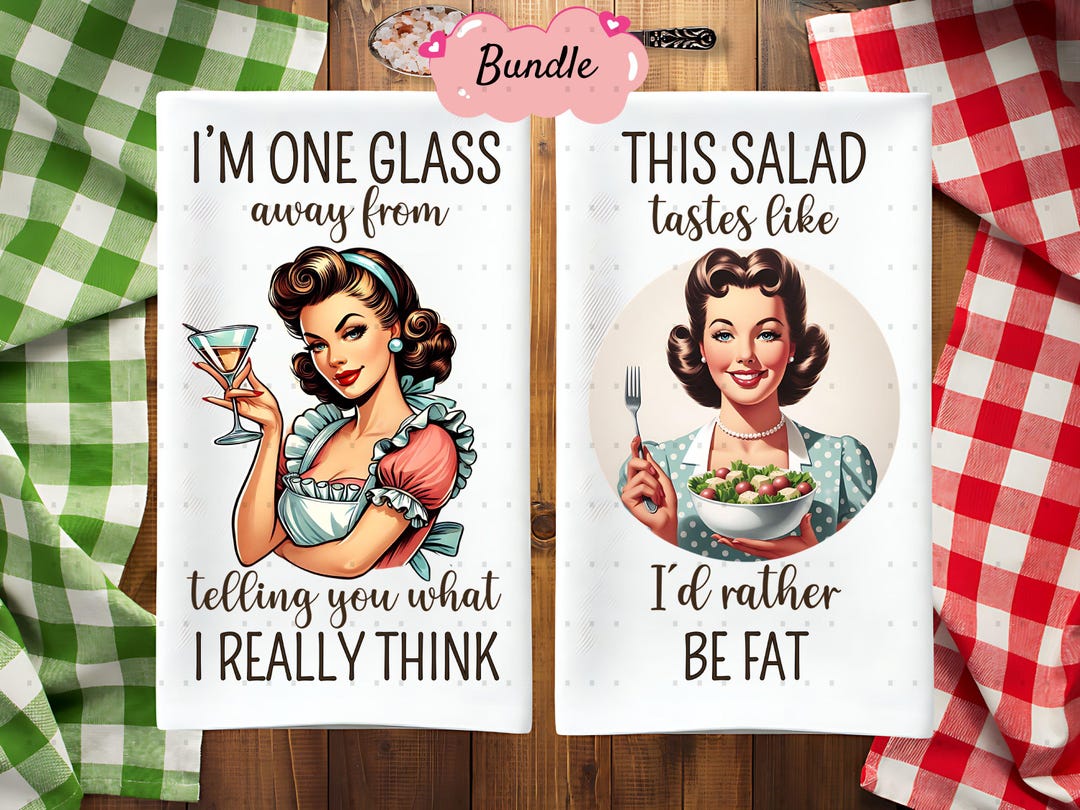 Kitchen Tea Message 8 Funny Kitchen Tea Towel PNG Bundle Sublimation Design, Vintage ...