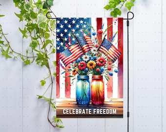 Bandeira de jardim patriótica americana PNG, design de sublimação, decoração de bandeira de quintal, celebre a liberdade, terra do país rústico livre, amor 4 de julho