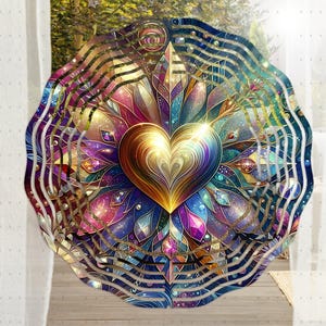 Love Wind Spinner PNG Sublimation Design, Highland Cow Garden Wind Spinner Yard Decor, Glitter Heart Gift for Her Valentines Day DIGITAL