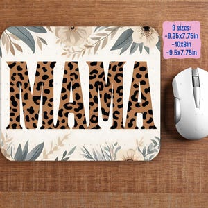 Mama Leopard Pattern Mouse Pad PNG Sublimation Design, Mom Gift Cute mousepad PNG, Mother&#39;s Day Mousepad Sublimation Designs, Leopard Print
