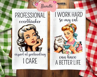 7 Funny Kitchen Tea Towel PNG Bundle Sublimation Design, Vintage Housewife Sassy Hand Towel Apron Kitchen Towel Sublimation, Dish Towel png