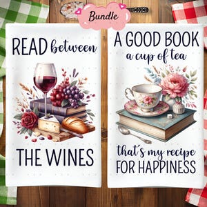 10 Bookish Funny Kitchen Tea Towel PNG Bundle Sublimation Design, Book Lover Sassy Hand Towel Apron Sublimation, Reading Gift Dish Towel png