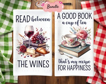 Paquete de 10 paños de cocina con diseño de sublimación PNG, divertidos y literarios, delantal de toalla de mano para amantes de los libros, paño de cocina para regalo de lectura, PNG