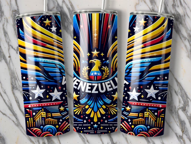 Venezuela Tumbler Wrap Sublimation Design PNG, Skinny Tumbler Wrap, Venezuela Template, Venezuela PNG, Digital Download Only, Venezuela flag image 8
