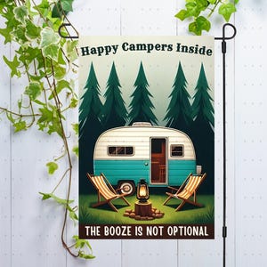 Drapeau de jardin de bienvenue de camping PNG Sublimation Design drapeau de cour décoration, décoration cadeau amateur de camping drôle, bannière de jardin png, numérique 300 dpi