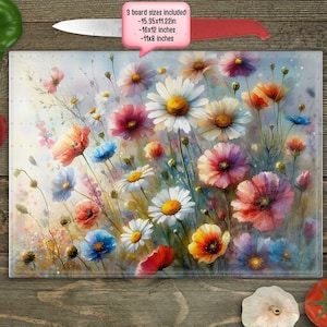 Spring Cutting Board PNG Sublimation Design, Floral Sublimation Board, Chopping Board png, Glass Cutting Board png Vintage Watercolor Gift