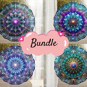 Neon Mandala Wind Spinner Rainbow 8x Mandala WindSpinner PNG Sublimation Design Yard Decor Suncatcher Door Hanger Blue Teal - Digital Only