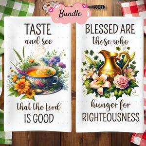 10 Christian Kitchen Tea Towel PNG Bundle Sublimation Design, Christian Bible Hand Towel Apron Kitchen Towel Sublimation Dish Towel Digital