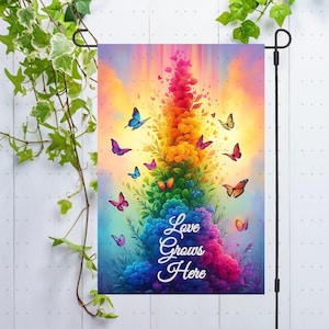 Pride Garden Flag PNG Sublimation Design Yard Flag Decor, Pride Month Butterfly Rustic Country Sign Welcome Garden Flag png, Digital only