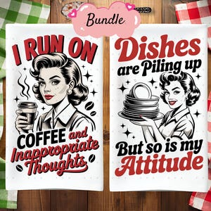 10 Funny Kitchen Tea Towel PNG Bundle Sublimation Design, Vintage Housewife Sassy Hand Towel Apron Kitchen Towel Sublimation, Dish Towel png