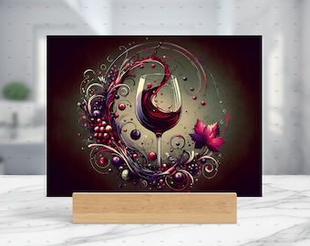 Wein Glasmalerei-Schneidebrett Sublimation, digitaler Download, Küche Sublimation PNG Glas-Schneidebrett druckbar, Wein-Schneidebrett