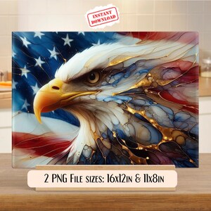 Tabla de cortar con águila patriótica en formato PNG para sublimación, archivo para tinta de alcohol de EE. UU. para manualidades, solo digital.