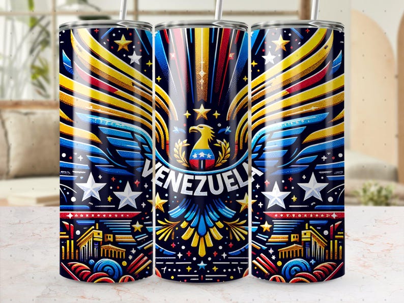 Venezuela Tumbler Wrap Sublimation Design PNG, Skinny Tumbler Wrap, Venezuela Template, Venezuela PNG, Digital Download Only, Venezuela flag image 6