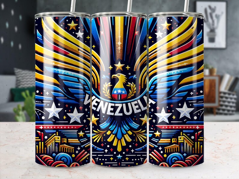 Venezuela Tumbler Wrap Sublimation Design PNG, Skinny Tumbler Wrap, Venezuela Template, Venezuela PNG, Digital Download Only, Venezuela flag image 3