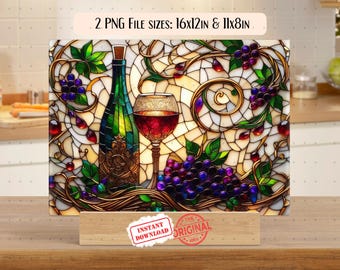 Skärbräda av målat glas för vin png, sublimeringsdesign, skärbräda för fil digital nedladdning endast, sublimering av charkuterivaror för vindruvor