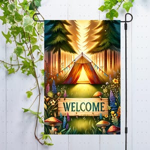 Sublimation de PNG de drapeau de jardin de camping, conception de sublimation de drapeau de cour de bienvenue, drapeau de cour de camping, drapeau de ressort numérique seulement téléchargement immédiat