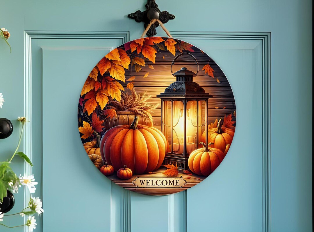 Fall Welcome Pumpkin Sign Door Hanger Png Sublimation Design, Autumn ...