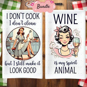 8 Funny Kitchen Tea Towel PNG Bundle Sublimation Design, Vintage Housewife Sassy Hand Towel Apron Kitchen Towel Sublimation, Dish Towel png