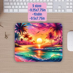 Summer Beach Sunset Aesthetic Mouse Pad PNG Sublimation Design, Cute Vacation Tropical Mousepad PNG Mouse pad Sublimation Gift Coastal