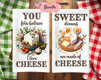 Paquete de 5 divertidos paños de cocina PNG con diseño de sublimación, divertidos delantales de toalla de mano para amantes del queso, toalla de cocina de sublimación, regalo de paño de cocina PNG