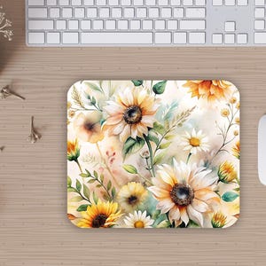 Flower Mouse Pad PNG Sublimation Design, Floral Mousepad png, Cute Mousepad Sublimation, DIGITAL ONLY, Daisies & Sunflower png