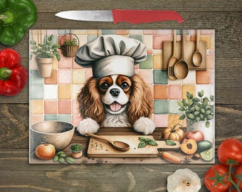 Glas skärbräda PNG sublimeringsdesign PNG SVG-paket, skärbräda png Cavalier King Charles Spaniel hund skärbräda digital