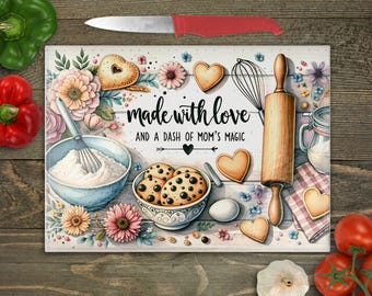 Mother&#39;s Day Cutting Board PNG Sublimation Design, PNG SVG Bundle, Digital Chopping Board png, Glass Cutting Board png, Placemat Sublimate