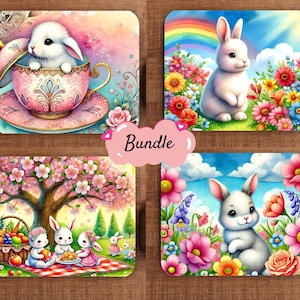 4 Bunny Mouse Pad Sublimation PNG Design, Cute Mousepad png, Spring Rabbit MousePad Sublimation Designs, DIGITAL ONLY, Rustic Country png