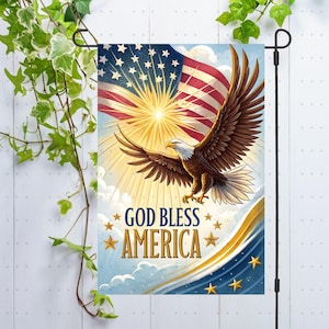Bandiera da giardino patriottica PNG Design a sublimazione Decorazione per bandiera da giardino, USA 4 luglio American Rustic Country Sign Welcome Garden Flag png, Digitale