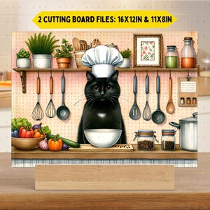 Black Cat Glass Cutting Board png Sublimation Design, Black Cat Chopping Board png Decorative Cutting Board Kitchen Decor Gift, Digital