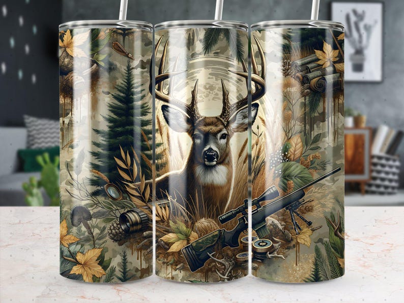 Buck Hunting Tumbler Wrap PNG Sublimation Design, Deer Hunting 20oz ...