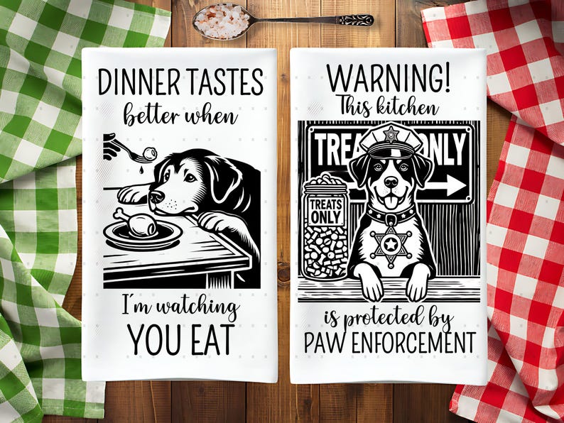 8 Funny Dog Kitchen Tea Towel PNG Bundle Sublimation Designs, Dog Lover ...