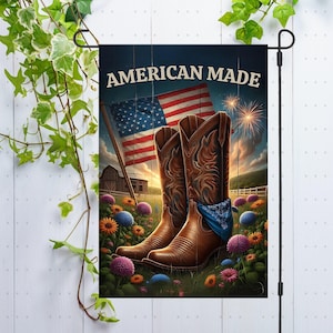 Bandiera da giardino patriottica PNG Design a sublimazione Decorazione per bandiera da giardino, USA 4 luglio American Rustic Country Sign Welcome Garden Flag png, Digitale