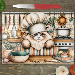Cat Glass Cutting Board PNG Sublimation Design, Ragdoll PNG SVG Bundle Chopping Board png Decorative Cutting Board Cut File Cat Lover Gift