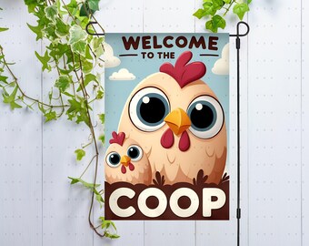 Funny Chicken Welcome Garden Flag PNG Sublimation Design Yard Flag Decor, Chicken Lover Gift Rustic Farm Garden Banner png, Digital 300dpi