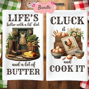 5 Rustic Country Kitchen Tea Towel PNG Bundle Sublimation Design, Cute Quote Farm Country Gift Hand Towel Apron Dish Towel png, Digital