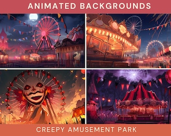 Fondos animados: Fondos animados de carnaval espeluznantes, tema de Halloween para Twitch, YouTube, superposiciones de VTuber y videos en bucle