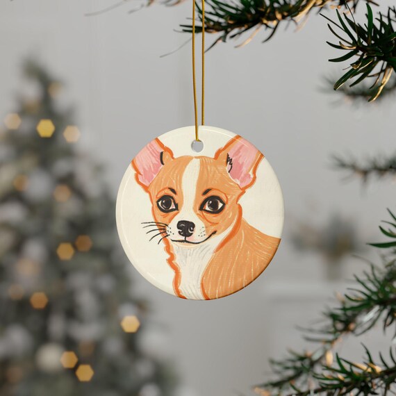 Chihuahua Ceramic Ornament: Dog Memorial, Holiday Decoration