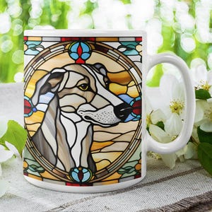Greyhound Stained Glass Dog Ceramic Mug - Perfect Gift for Pet Lovers, Coffee Mug, Decorative Mug, Animal Lover&#39;s Gift, Dog Mom Mug