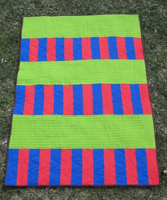 Items similar to Stacked Stripes - Modern Patchwork Baby Quilt, Crib ...