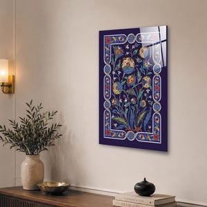 Koningsblauwe Iznik tegelglaskunst, Ottomaans keramisch patroon decor van gehard glas