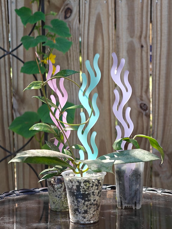 Acrylic Coral Trellis for Small Plants | Wavy Vining Plant Support |  Starter Plant Trellis | Pink, Lavender & Sea Foam