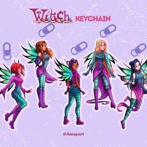 Will, Irma, Taranee, Cornelia or Hay Lin Witch Glitter Epoxy Keychain | W.I.T.C.H.