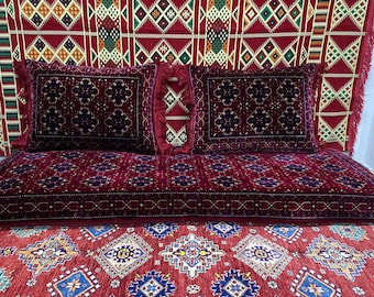 Set of 1 floor sofa cover + 2 pillows covers Afghan tohsak, Arabic Moroccan Diwan Majlis Jalsa, gift for new afghan couple (cover only 3pcs)